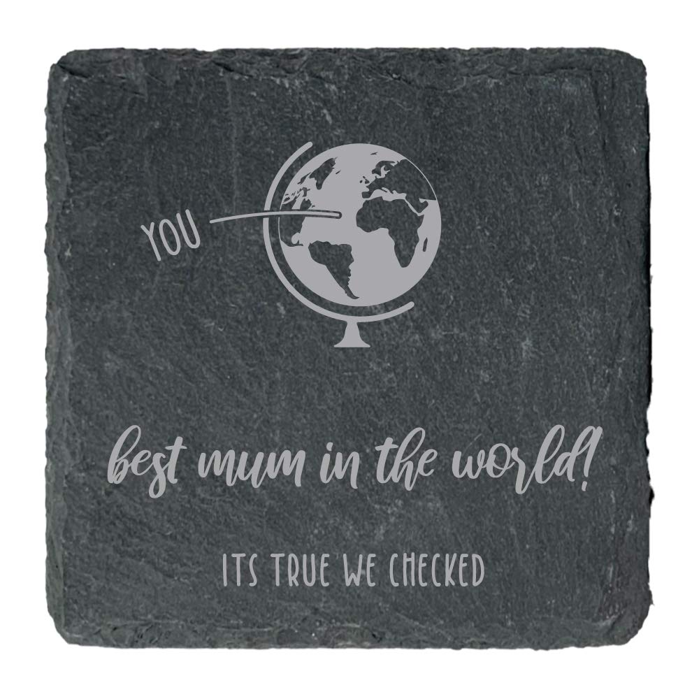 eBuyGB Mothers Day Gift, Birthday Present Best Mum in The World', Square Slate Coaster