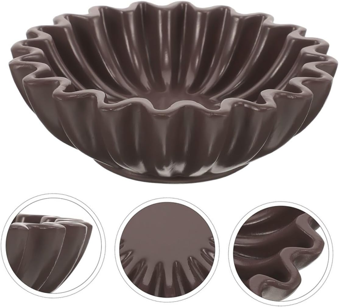 Housoutil Decorative Bowl with Scalloped Edges Black 10 Inch X 10 Inch Multipurpose Fruit Bowl Jewelry Holder and Key Organizer for Living Room Console Table Home Décor