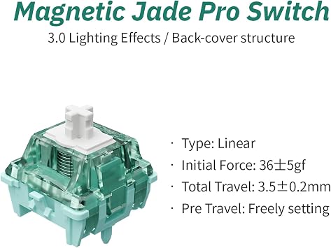 GATERON Magnetic Jade Pro Keyboard Switches, Linear Factory Pre-lubed Freely Setting Pre-Travel 20mm Longer Spring Key Switches for Magnetic Gaming Keyboard(70PCS)