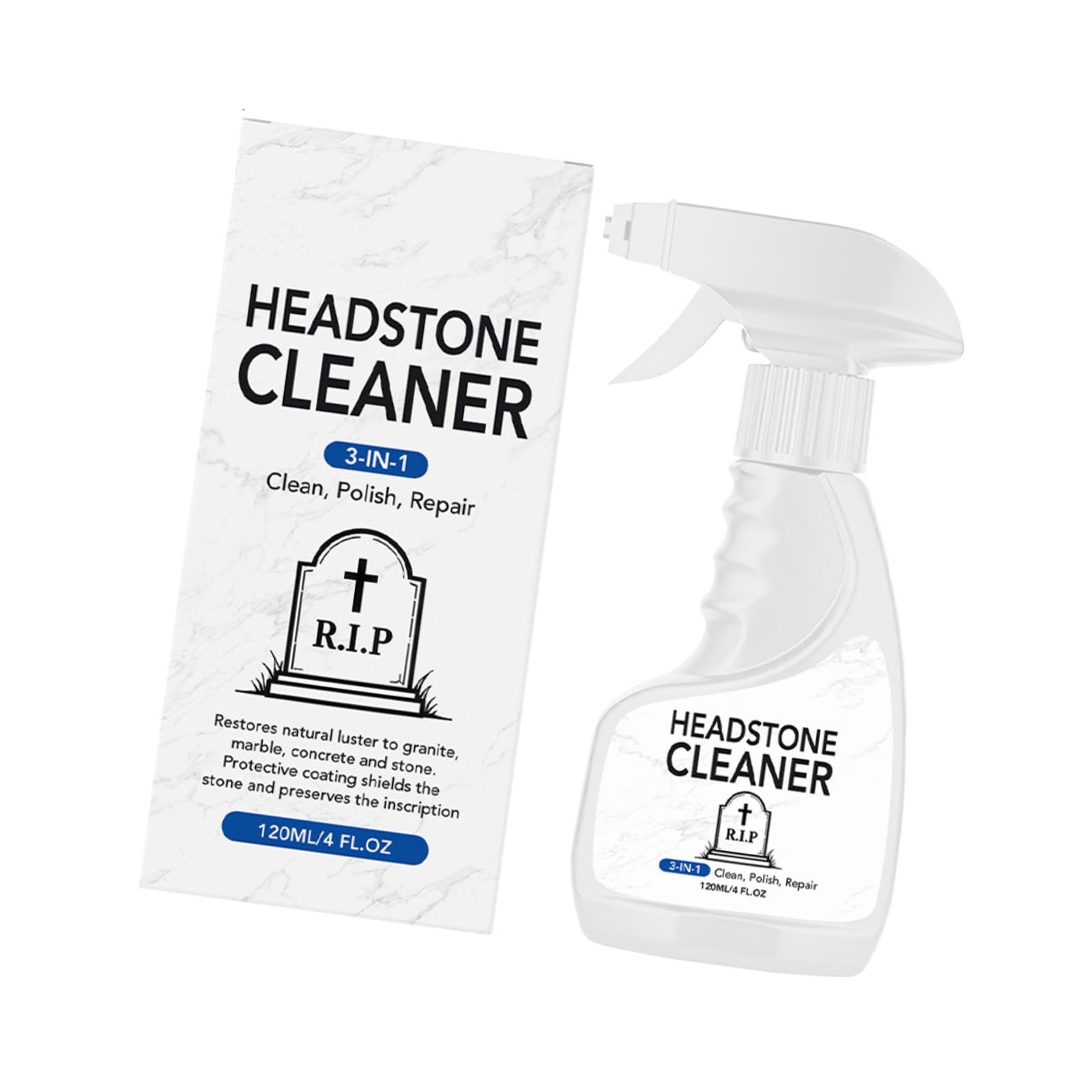 APGLSXY Wipe-Down Care Liquid for Gravestone and Monument Stone, 4 Fl Oz Memorial Marker Bottle for Cemetery Upkeep, Routine Care and Compact Storage