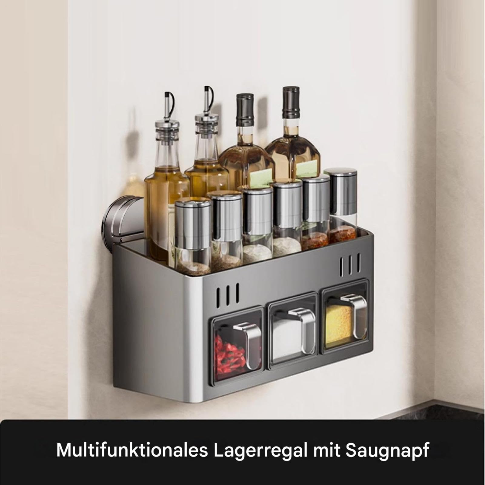 Especiero – de especias sellada de doble capa, soporte con , resistente al óxido, resistente al agua, organizador de cocina, autocaravana para pared, escritorio, cocina
