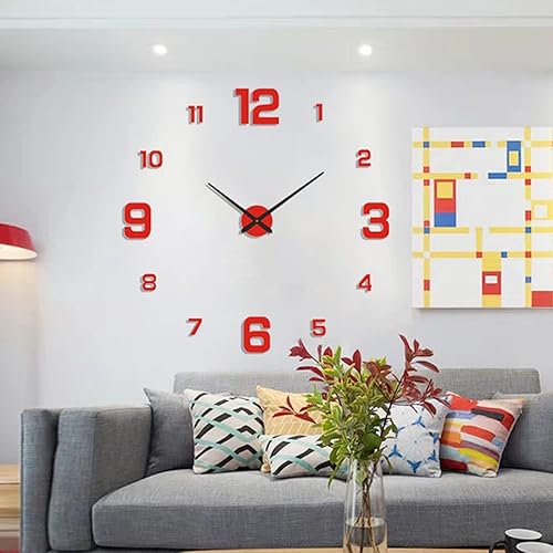 Miniatura 2 de Bluelans Reloj de pared sin marco, moderno espejo 3D, decoración de reloj de pared, kit de reloj de bricolaje para el hogar, sala de estar,