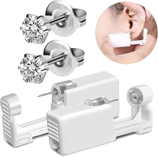 2 Pack Disposable Ear Piercing Gun Safe Home Use Ear Piercing Kit Self Use Ear Piercer at Home with 5mm Earring Stud（253#）