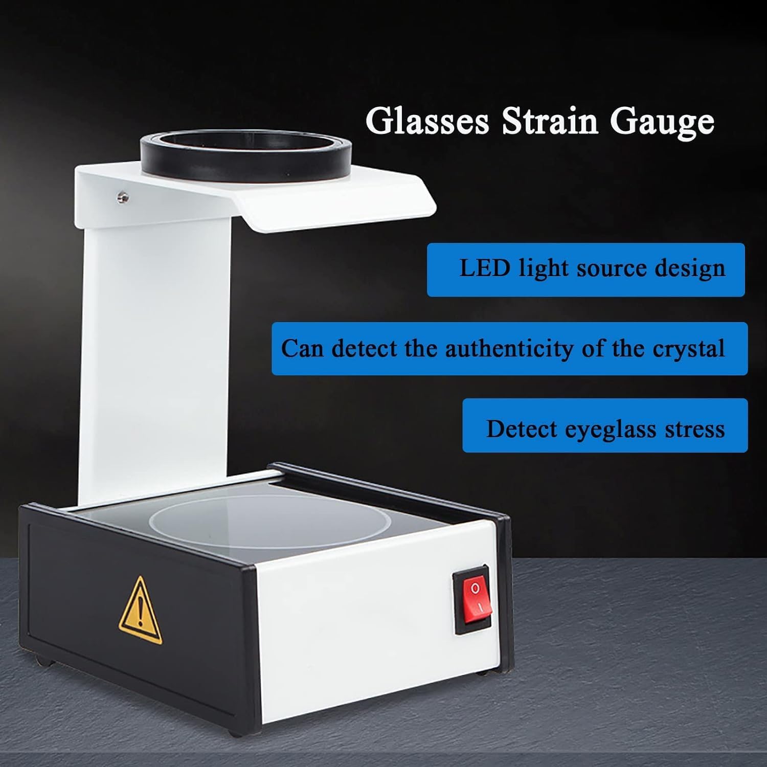 Máquina probadora de estrés de lentes con diseño de fuente de luz, detecta cristales de autenticidad para lentes ópticas, polarizadores, gafas
