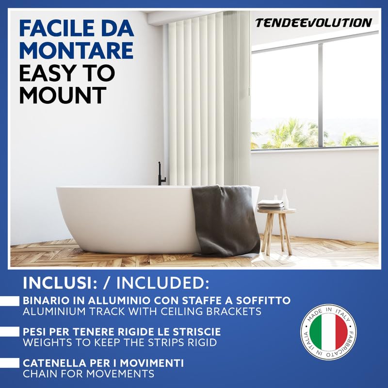 TENDEEVOLUTION Tenda a Strisce Verticali con Bande in Tessuto Shantung da 127 MM, Tenda da Ufficio per Interni con Bande Verticali e Staffe a Soffitto, Misure e Colori Personalizzabili