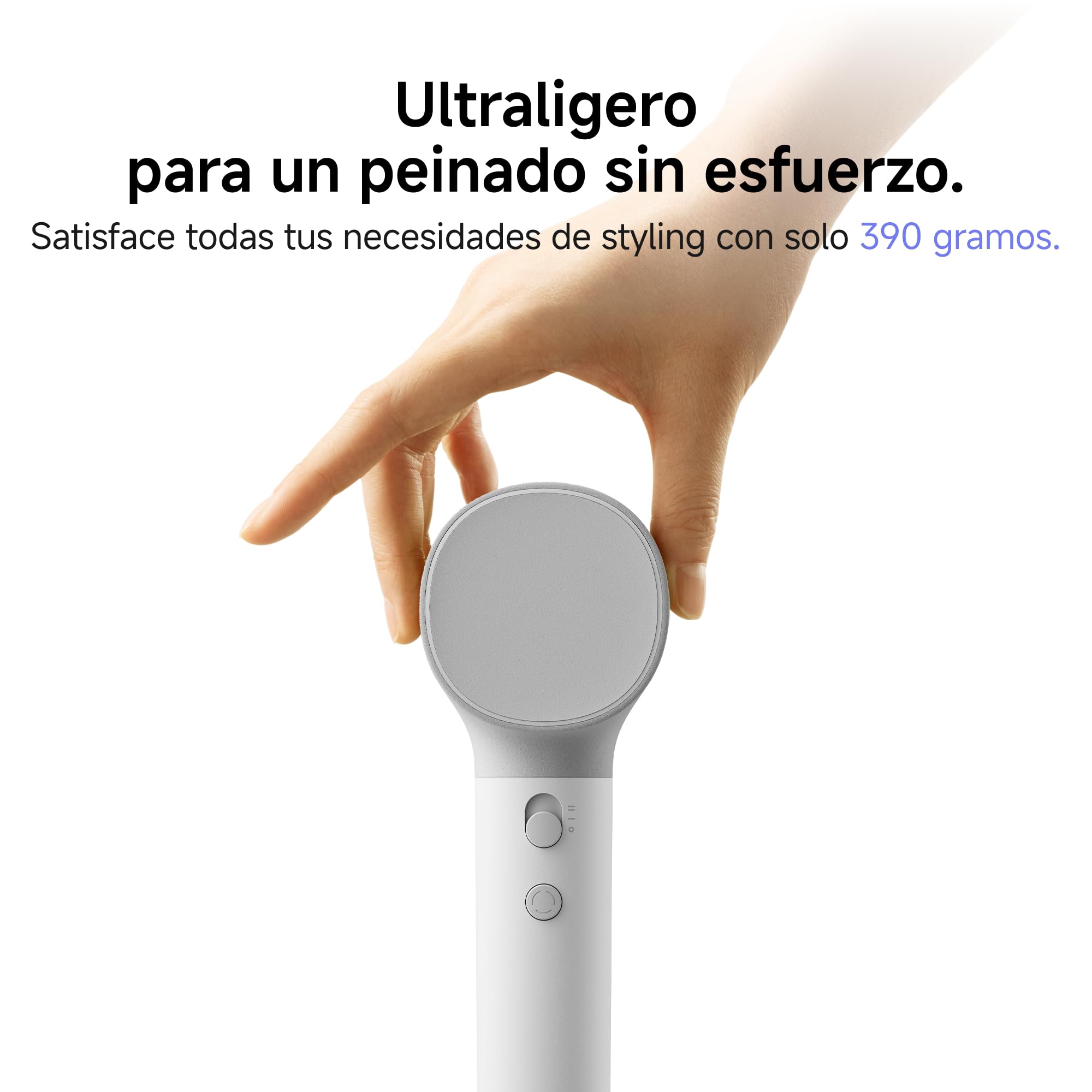 Laifen Neo Secador de Pelo con Motor Sin Escobillas de 110 000 RPM, 200 Millones de Iones Negativos y Control de Temperatura, Ultraligero 390 g, Bajo Ruido 59dB, 2 Boquillas Magnéticas (Blanco)