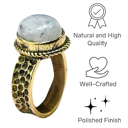 Miniatura 4 de Rainbow Moonstone Rings for Women and Teen Girls - Gold Rainbow Moonstone Crystal Ring Birthstone Jewelry - Healing Crystal Gifts for Her, Mothers
