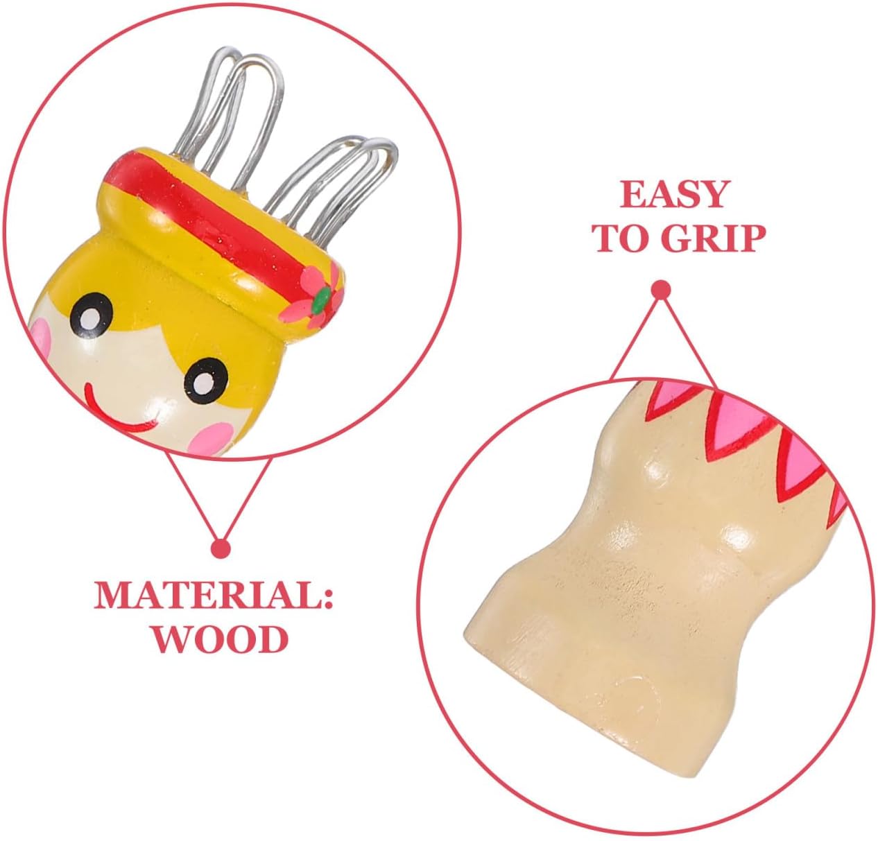 ARTIBETTER 2 Sets Wooden Knitting Tools with DIY Hand-Painted Pattern French Knitter Spool and Point Needle for Kids Craft Practice and Hand Tool for Knitting Crochet Projects