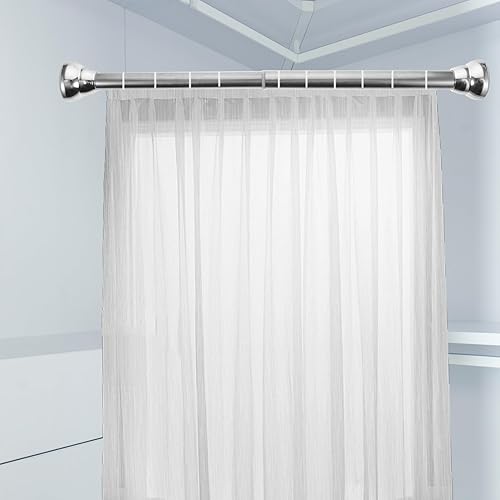 Miniatura 2 de Cabilock Barra de cortina de ducha cortinas de ventana negras cortinas barras de armario ajustables barra retráctil barra de ducha curva tensión