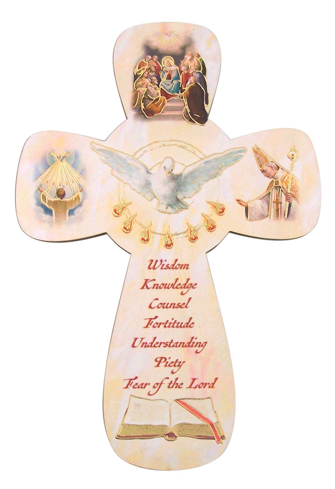 Confirmation Cross Holy Spirit Dove Hanging Wall Cross, 5 1/2 Inch