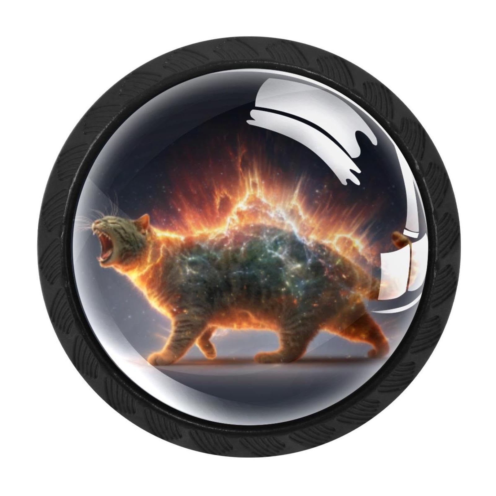 Chenzzzz Multicolored 16 4 Pack Cat Dinosaur Nebula (2) Drawer Knobs Round Shaped Crystal Glass Cabinet Knobs Pull Handles
