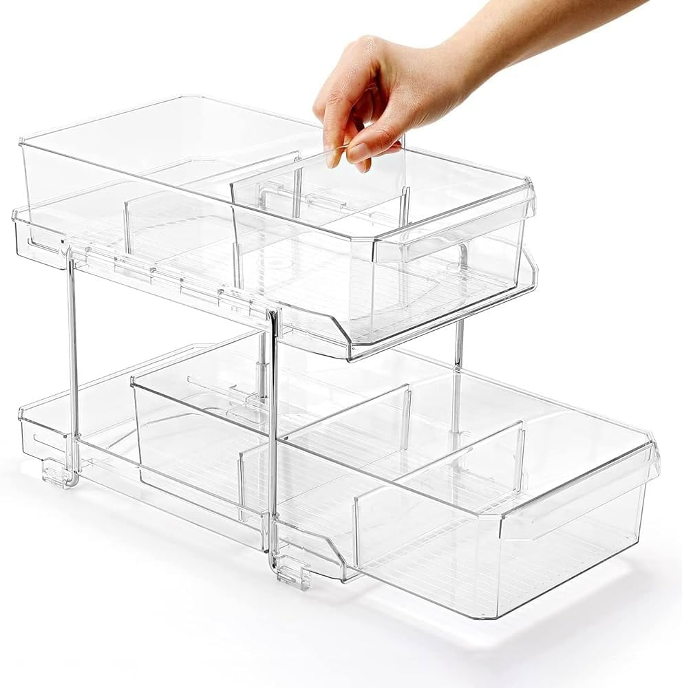 Vitrina Acrílica Transparente De 2 Niveles Con Puerta, De Pared O De Pie, 24,5x8x24,5 Cm, Ideal Para Figuras, Mini Juguetes Y Colecciones, Protección Contra El Polvo