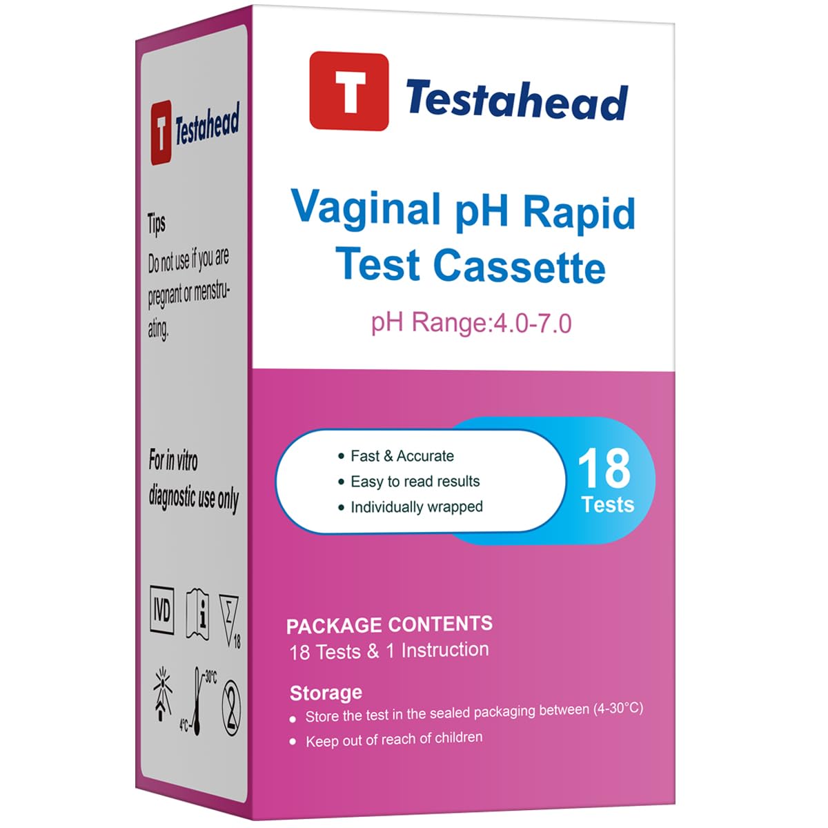 Vaginal pH Test Strips, conveniently Designed for Women's use. Get Results in just 10 Seconds. 18-Count Pack. Easily Monitor pH Balance at Home.