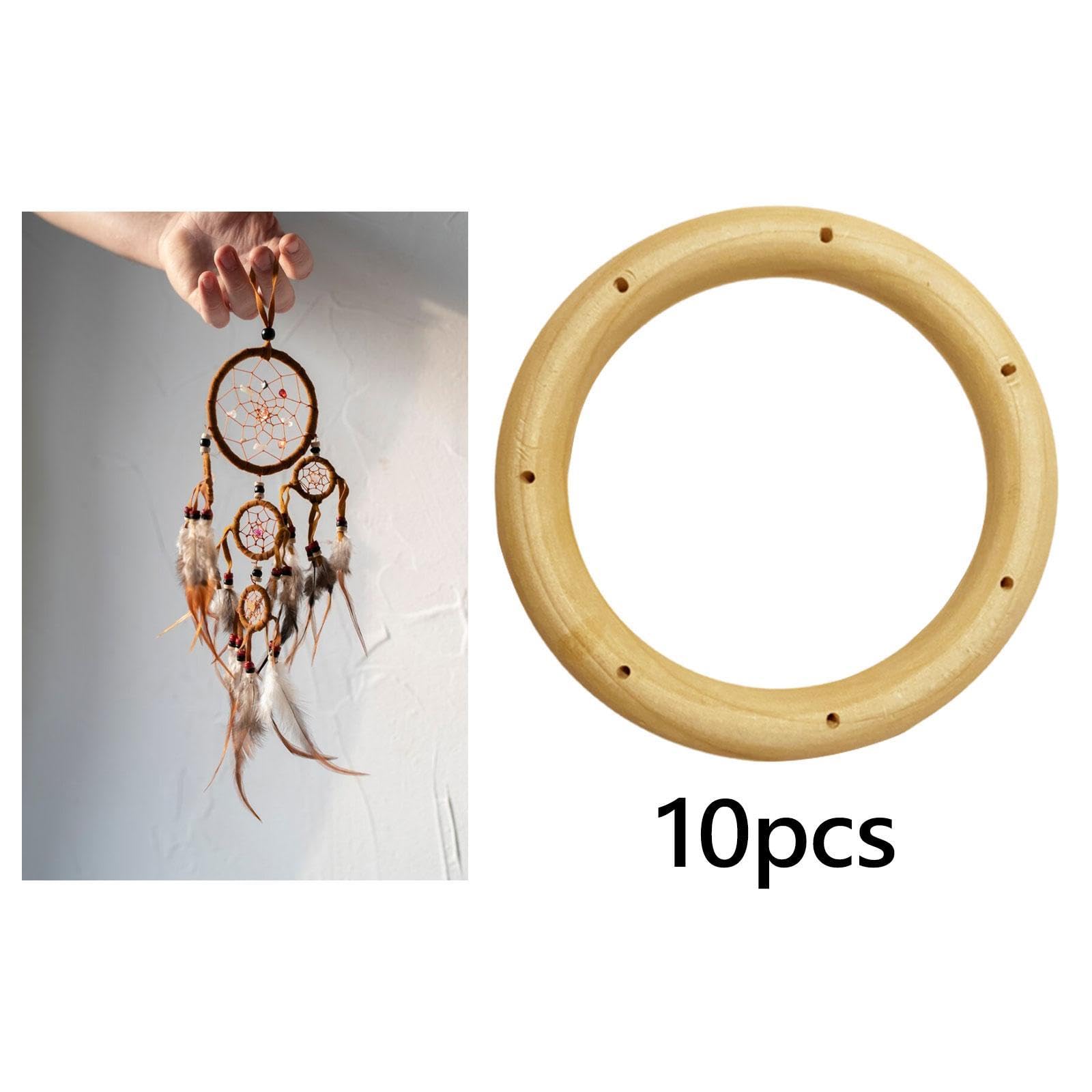 Fancyes 20 Pieces Wind Chime Circles Top Circles Wooden Ring Handmade Homes Wood Rings Wind Chime Frame for DIY Crafts Children's Toys, 7cm 7 Hole