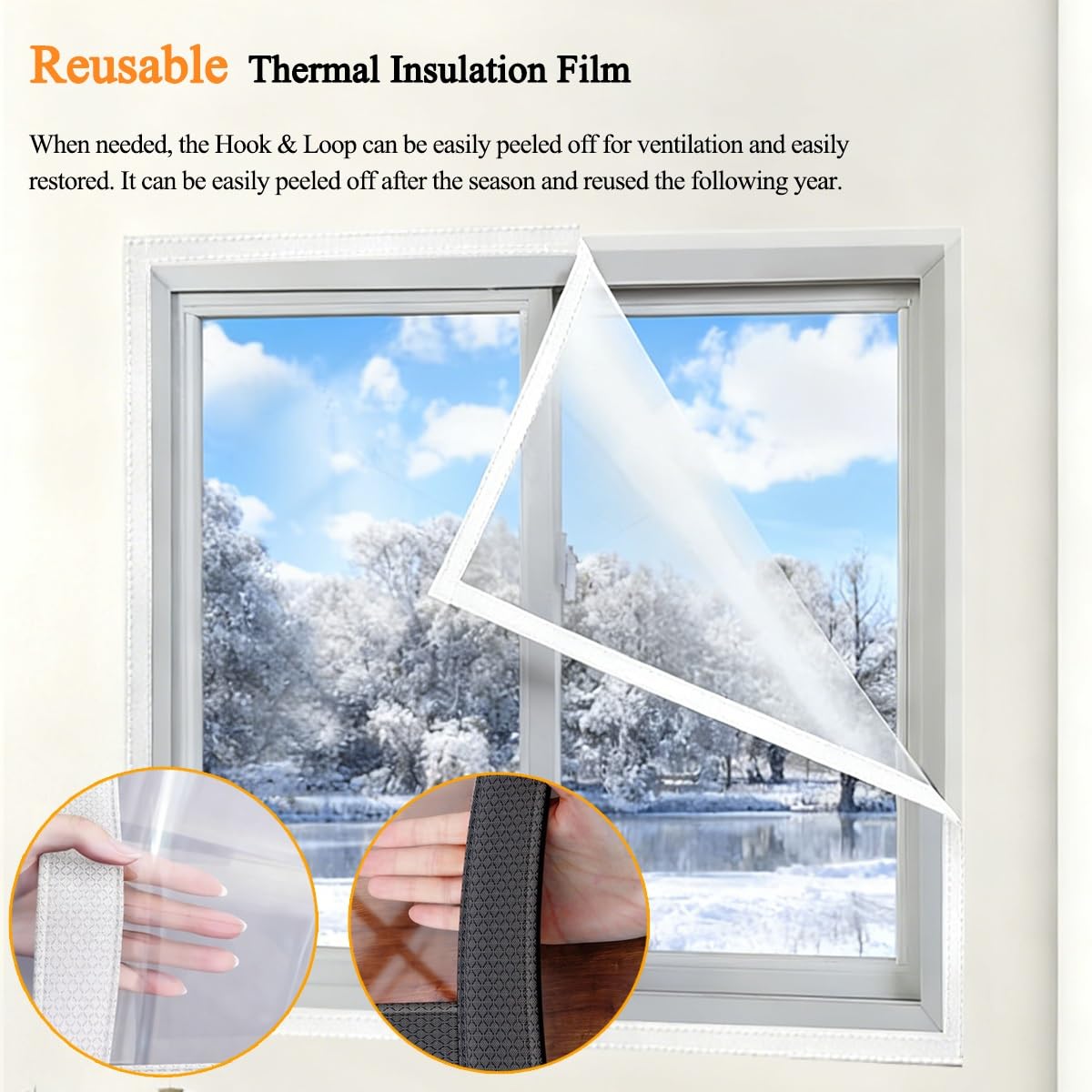Breit Isolierfolie Fenster Kälteschutz Selbstklebend, Kälteschutzfolie Thermo Fenster Zum Blockieren von Zugluft, Transparent EVA Thermofolie Kit für Balkon Schlafzimmer(Weiß,220x600cm)