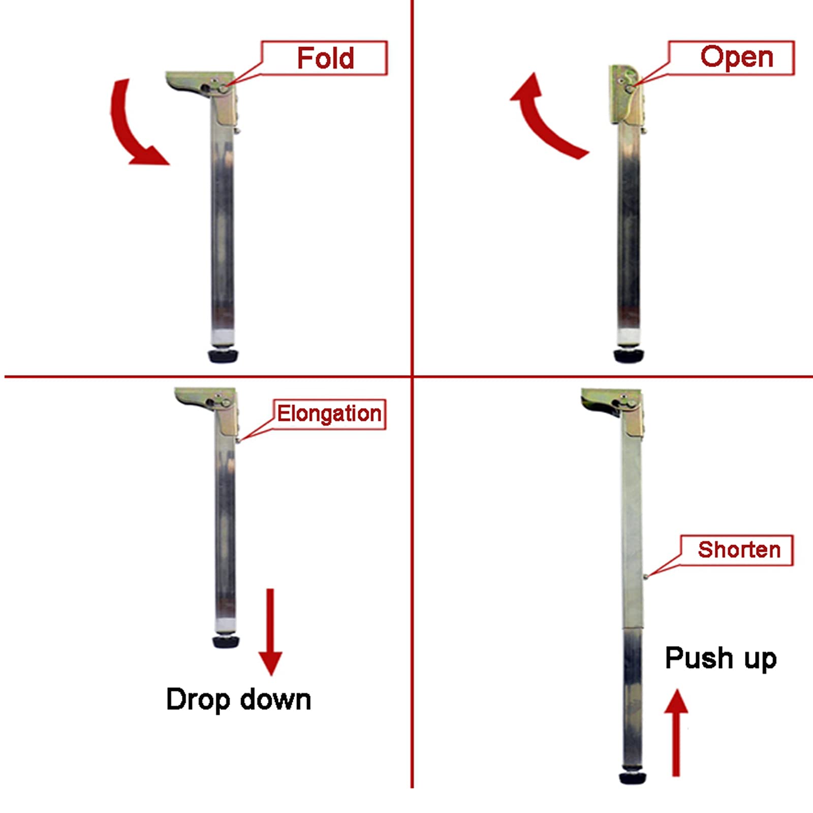 Gambe da Tavolo Pieghevoli E Regolabili, Gambe per Mobili in Acciaio Inossidabile, Piedini per Mobili Retrattili in Metallo, 40-160 Cm, Base Protettiva Regolabile, con Viti,75cm/29.5in