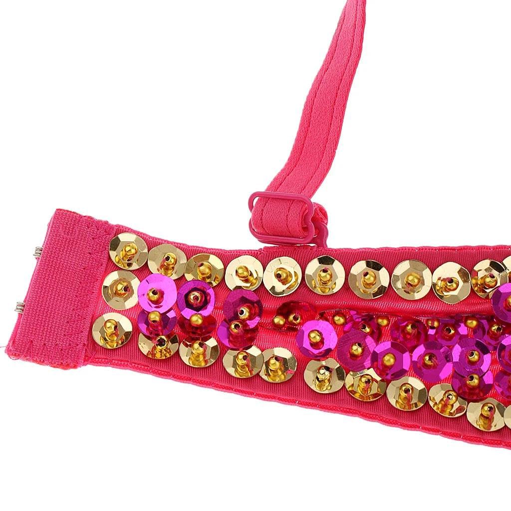 Top da donna con paillettes e perline, top corto con nappe scintillanti, per rave, festival, danza del ventre