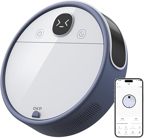 OKP Robot aspirador C5 con videollamada en tiempo real, potente succión de 6800 Pa, control Wi-FiAppAlexa, aspiradora robótica automática de carga,