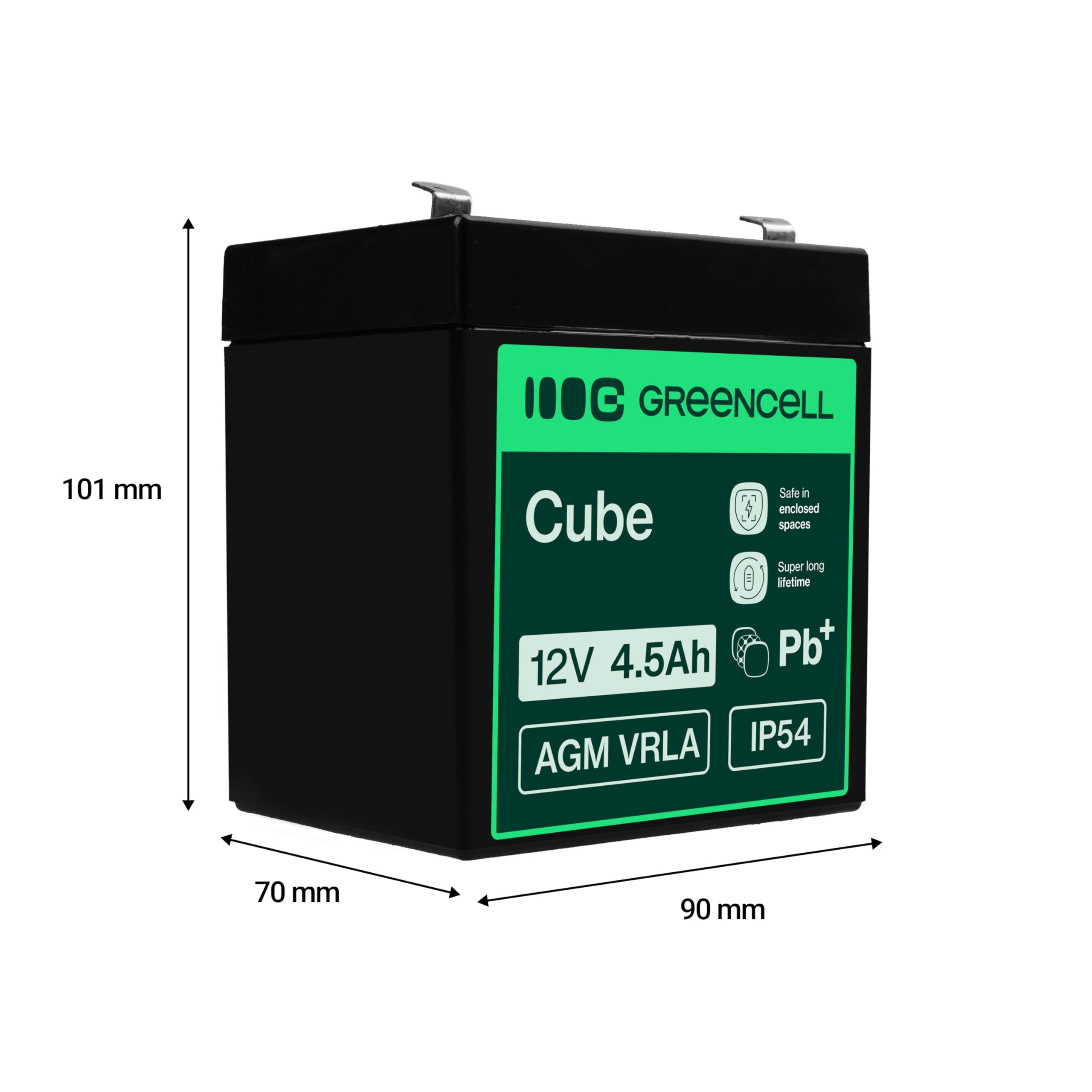 GreenCell® Batteria al piombo AGM 12V 4,5Ah Accumulatore Ricaricabile Sigillata VRLA Senza manutenzione Batterie di ricambio ermetica | giocattoli per bambini | Installazioni di allarme | UPS/USV