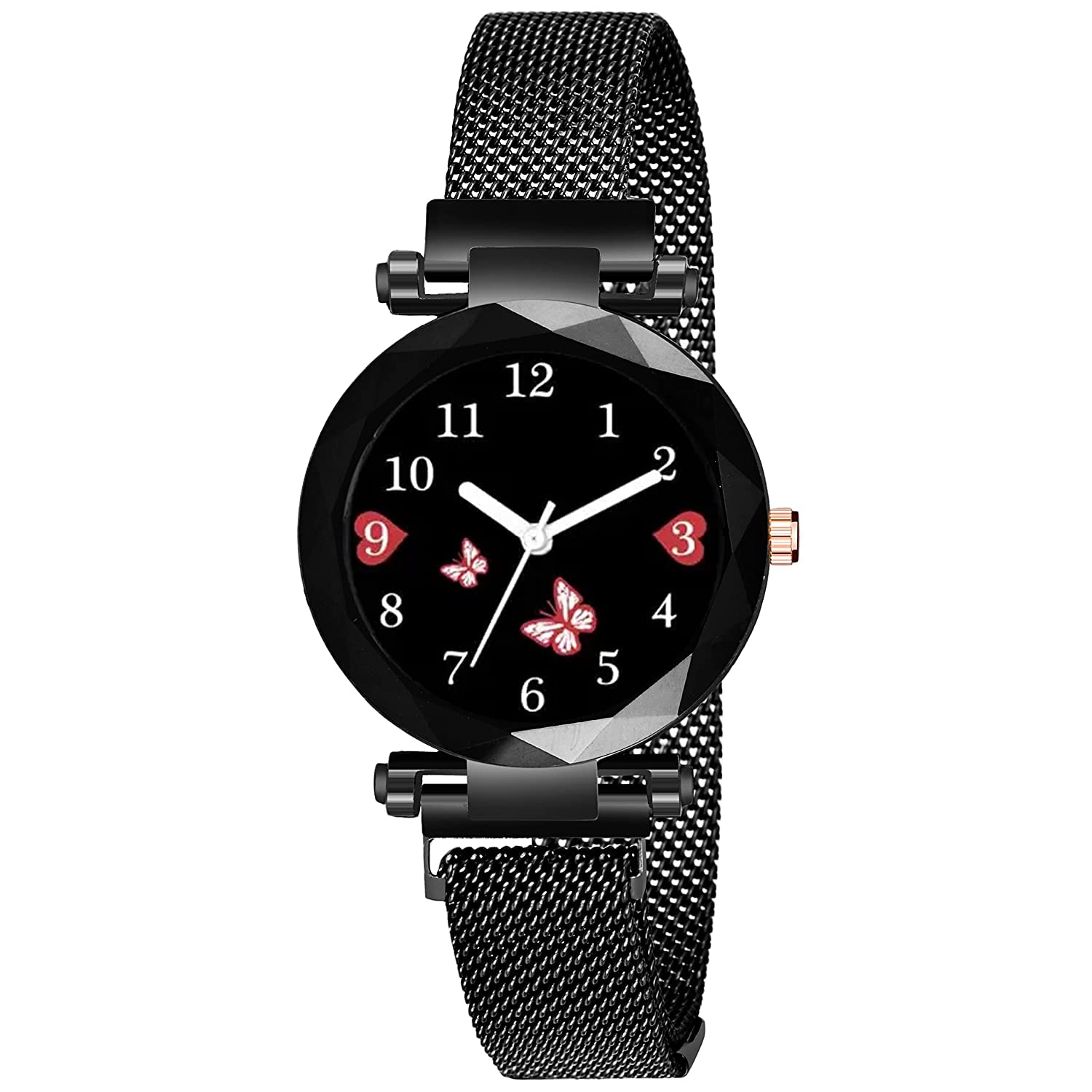 Womens Metallic Floral Belt Wristwatch (Black) (B0D351B4HY) Amazon Price History, Amazon Price Tracker