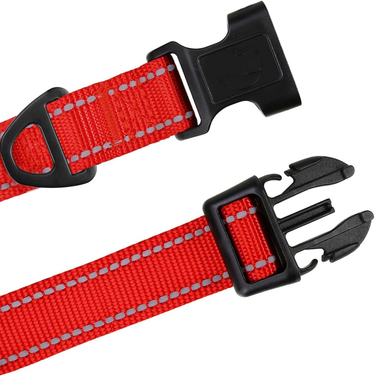 TagME Reflective Nylon Dog Collars, Adjustable Classic Pet Collar with Quick Release Buckle for Small Dogs, Red, 3/4" Width