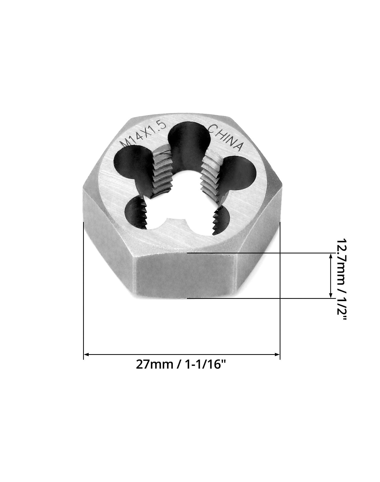 QWORK Metric Hex Die Rethreading Die, M14 X 1.5mm Carbon Steel Machine Thread Die, for Mold Machining, Steel, Cast Iron, Copper — Amazon image 6