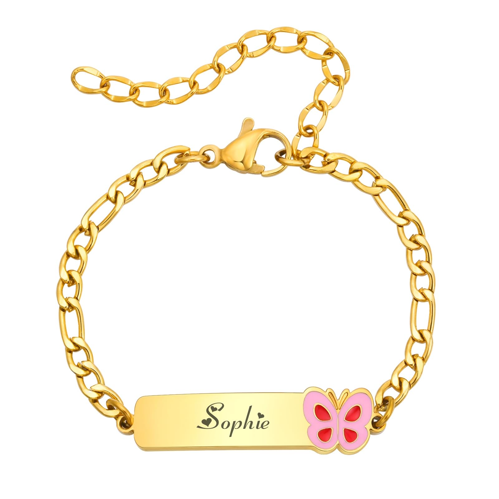 Gamtic Bracelet Personnalisé Filles Enfant Bébé, Bracelet Prénom Mignon Chaîne Figaro Réglable Bracelet Enfants Bracelet Garçon Bracelet Fille Bracelet Bébé Bracelets Cadeaux De Baptême