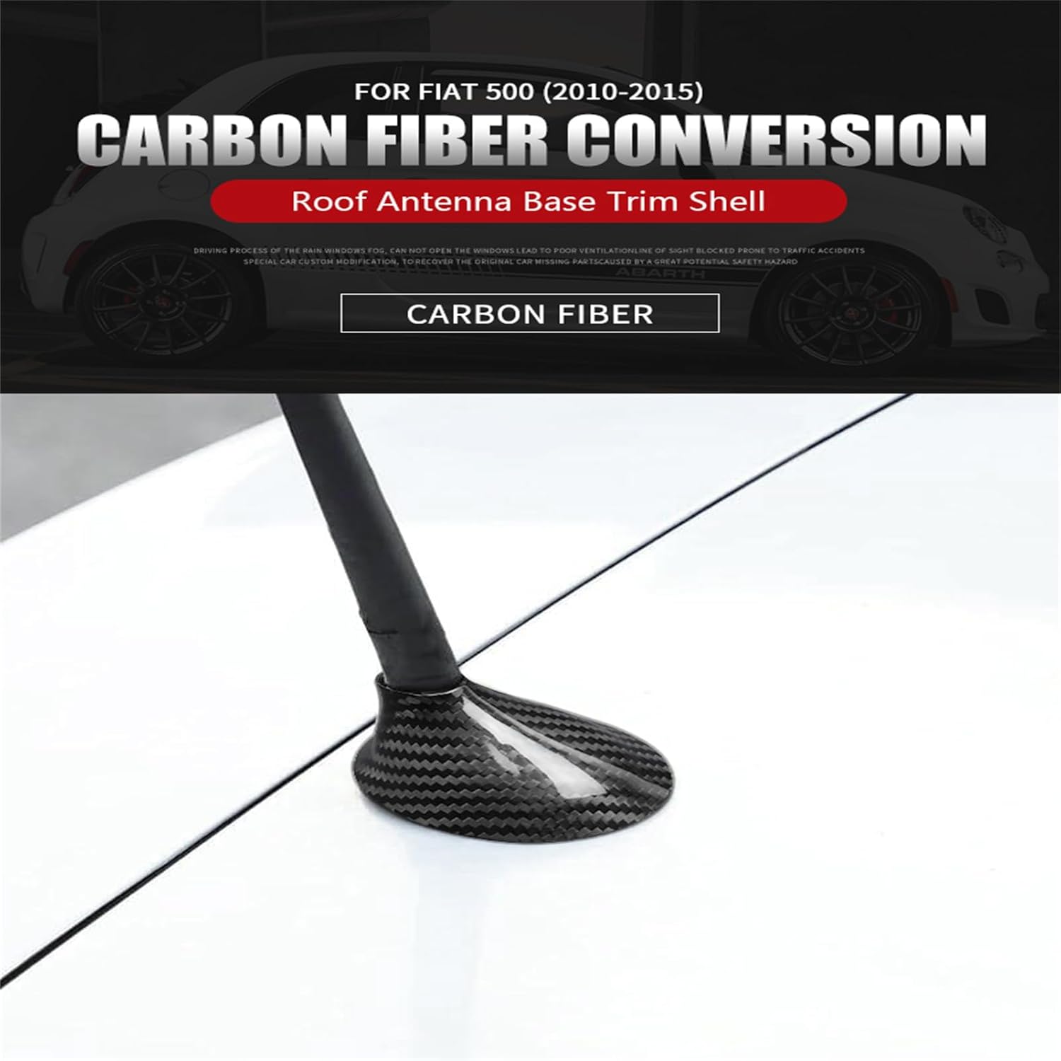 Roof Shark Fin Antenna Cover Trim Fit for Fiat 500 Abarth 595 2010-2015 Carbon Fiber