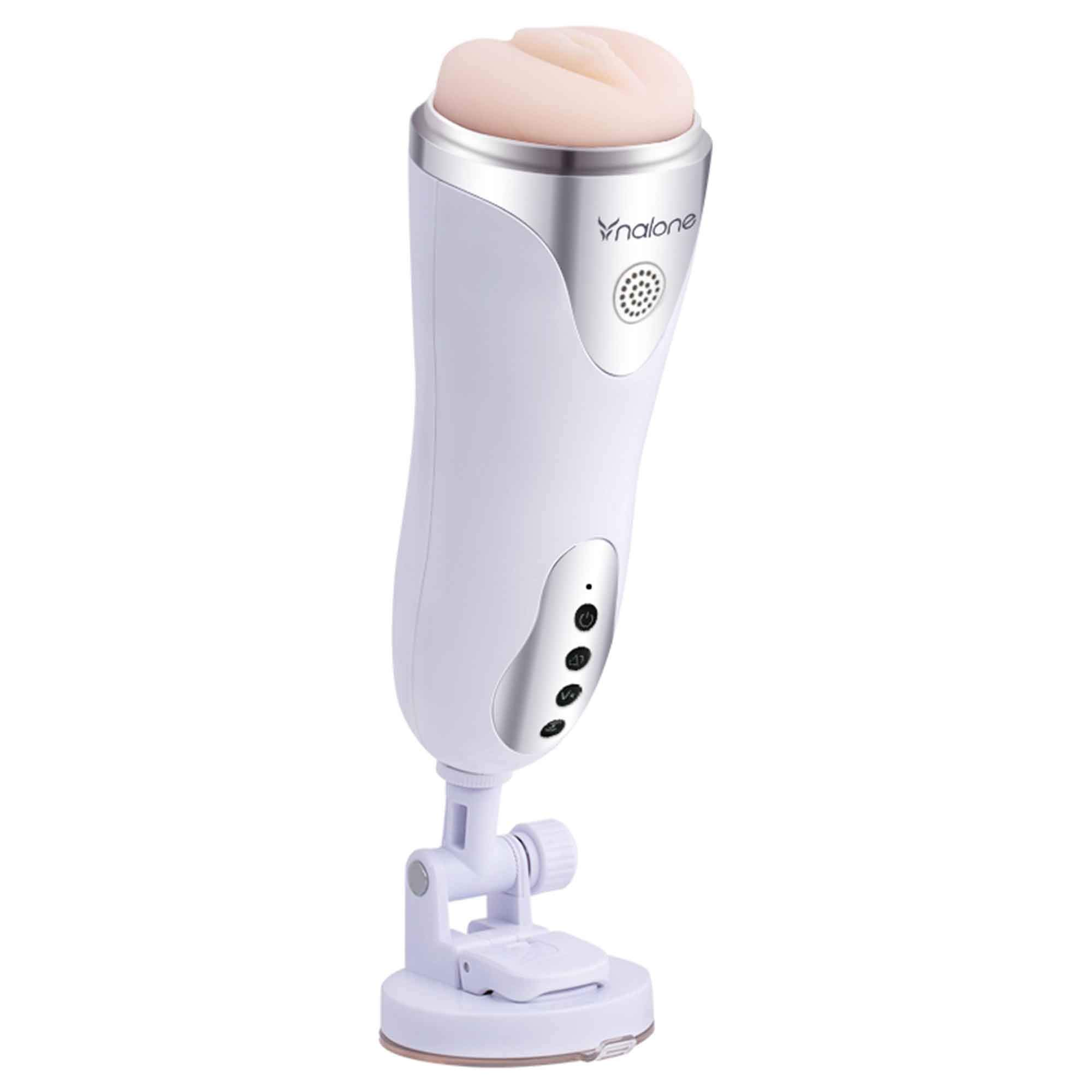 Nalone Magician Masturbador masculino con base de ventosa para manos libres, color blanco