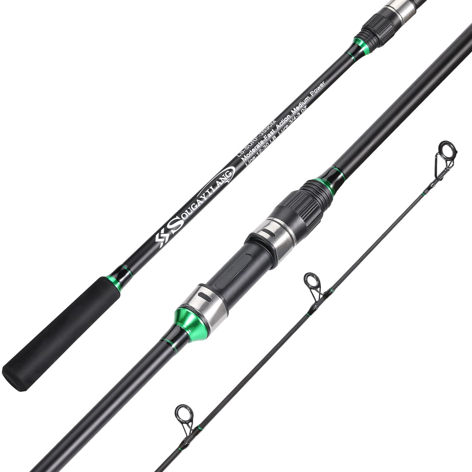 Sougayilang Caña de surf fibra carbono 3 secciones 2.7m 3.0m 3.3m 3.6m pescar agua salada carpa viaje