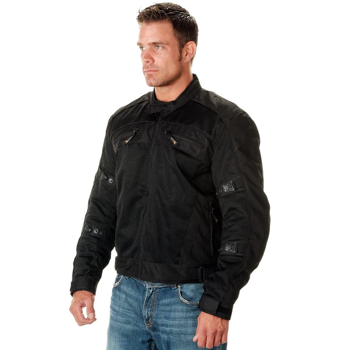 Xelement CF380 Black Tri-Tex Mesh Motorcycle Sport Jacket For Men with X Armor — view 4