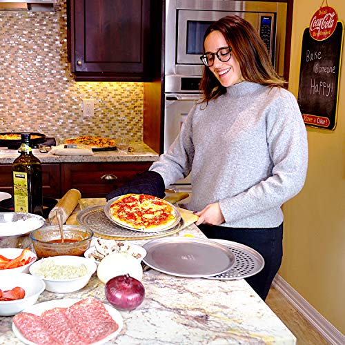 Crown Pizza Pan With Holes 8 Inch, 2 Pack, Sturdy, Rust Free, Pure Aluminum, Made In Canada #TOP2