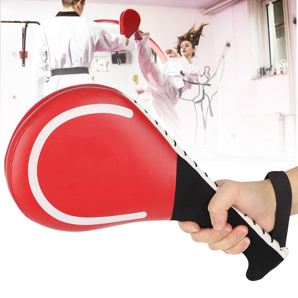 BORDSTRACT Taekwondo Kick Pads, Durevole Karate Foot Kicking Target, PU Leather Double Target Blade, Striking Pads per Kickboxing Training, Arti Marziali, Boxe, Muay Thai, Hapkido(Rosso)