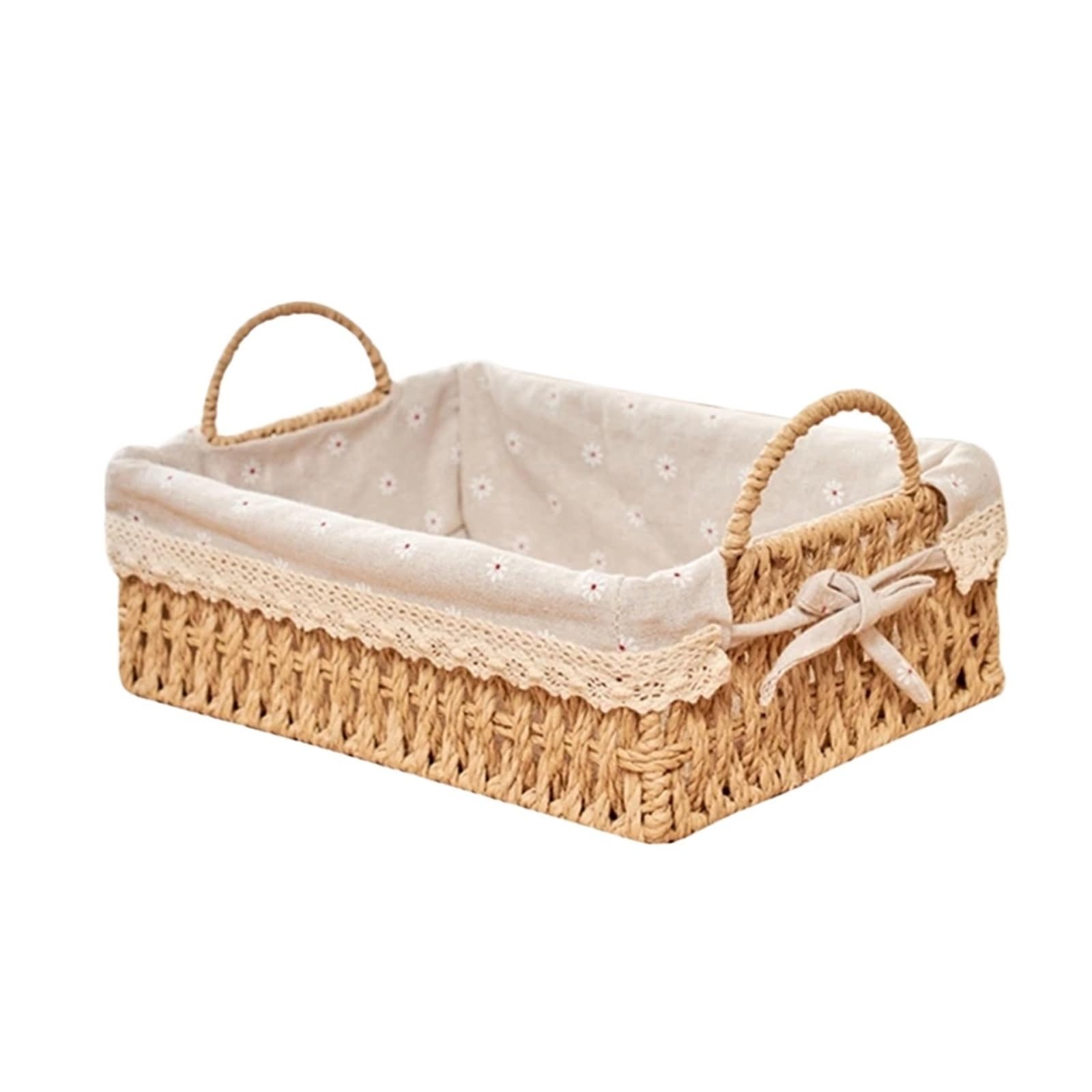 Wicker Storage Baskets Woven Kitchen Organizer Box Laundry Basket Snack Toy Boxs Desk Accessorie For Storage(M)