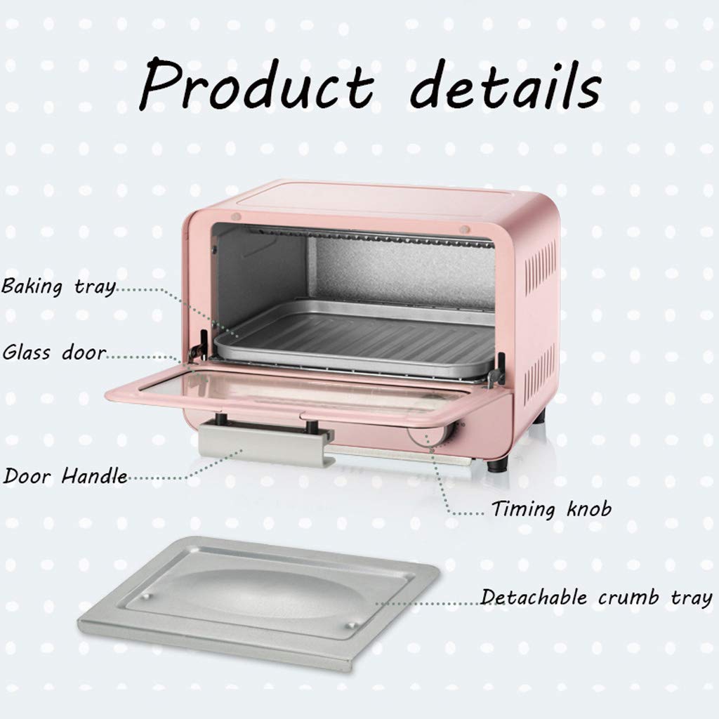 Manopola Timer Mini Forno Elettrico 6l Per Uso Domestico Maglia Estensibile/Porta In Vetro Temperato/Tubo Di Riscaldamento In Vetro Al Quarzo/Vassoio Per Scorie 800w