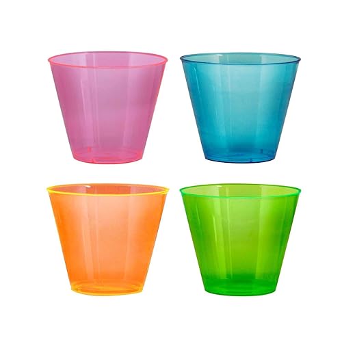 Miniatura 8 de Vasos de plástico para fiestas de Party Essentials, 9 onzas de capacidad, con brillo, Variado neón, 600