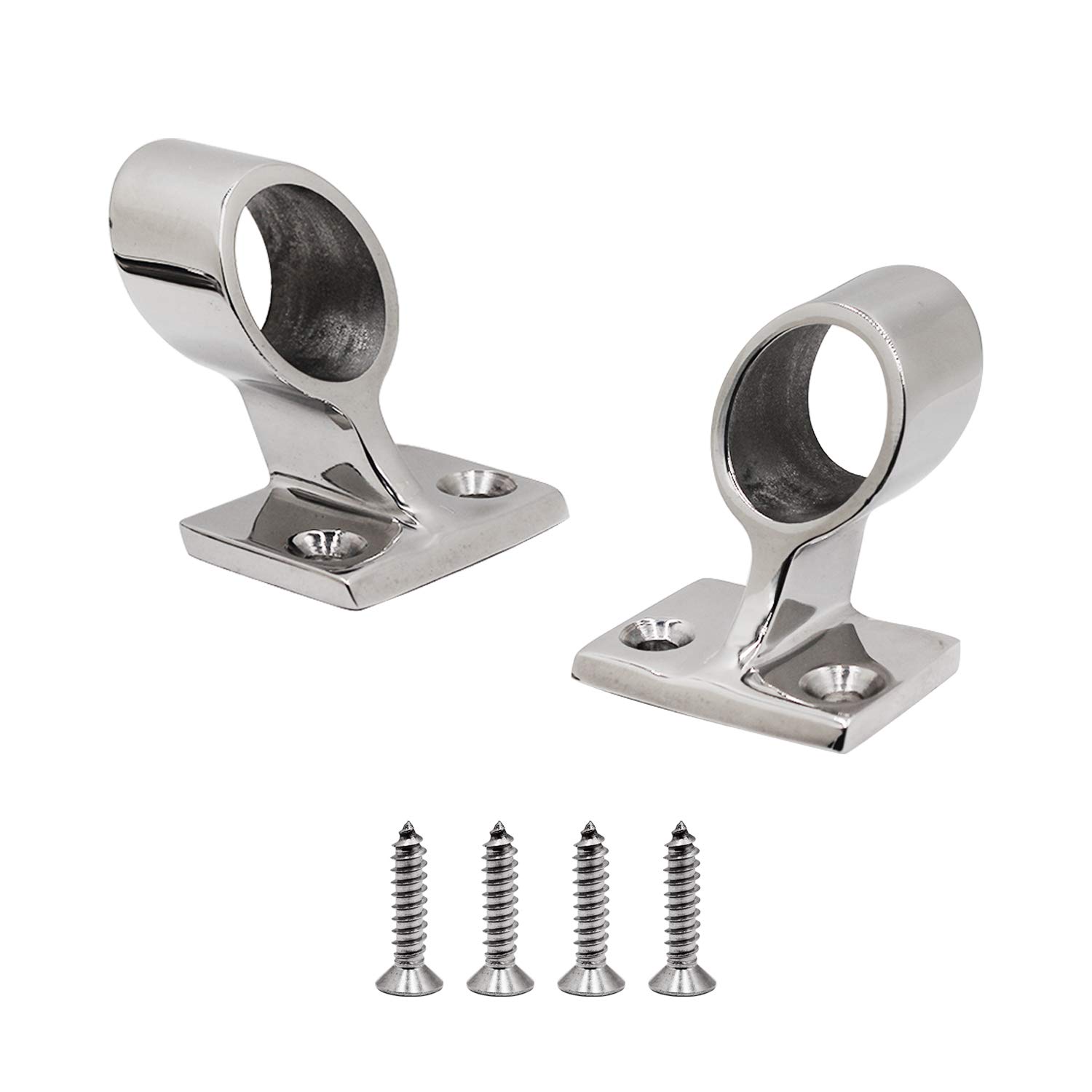 SHENGHUI 2 Pcs 7/8 inch (22.8mm) Boat Hand Rail Fitting Front/Center/End Bracket Stanchion for 7/8 inch Pipe/Tube Marine Hardware 316 Stainless Steel with Screws