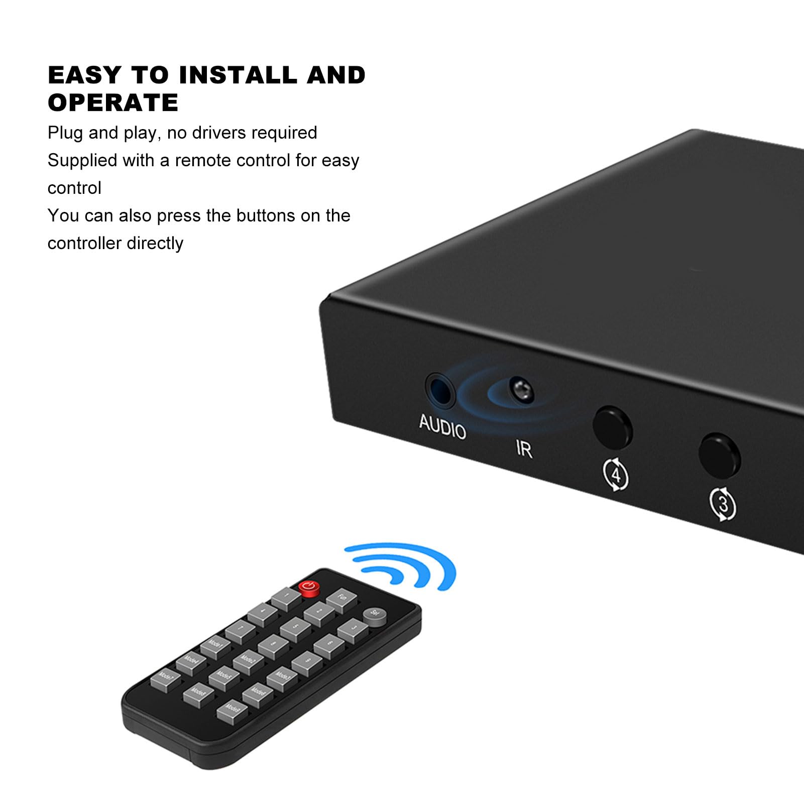 [9 Modos] Controlador de Pared de Video 2x2 Entrada 4K 1 en 4 Salidas con Control Remoto, Resolución Ultra HD, Sonido Independiente, para Enseñanza Multimedia, Videoconferencias
