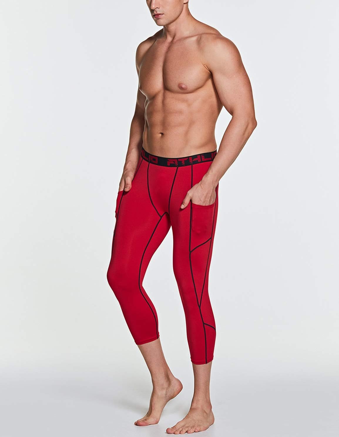 ATHLIO 1 or 2 Pack Men's 3/4 Compression Pants, Cool Dry Capri Athletic Leggings, Running Workout Tights, Yoga Gym Base Layer : Clothing, Shoes & Jewelry