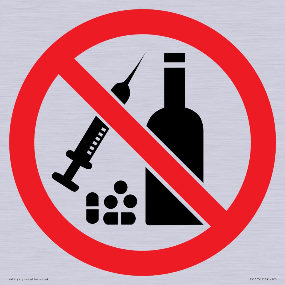 P908 Prohibition: No alcohol or drugs Sign - 200x200mm - S20