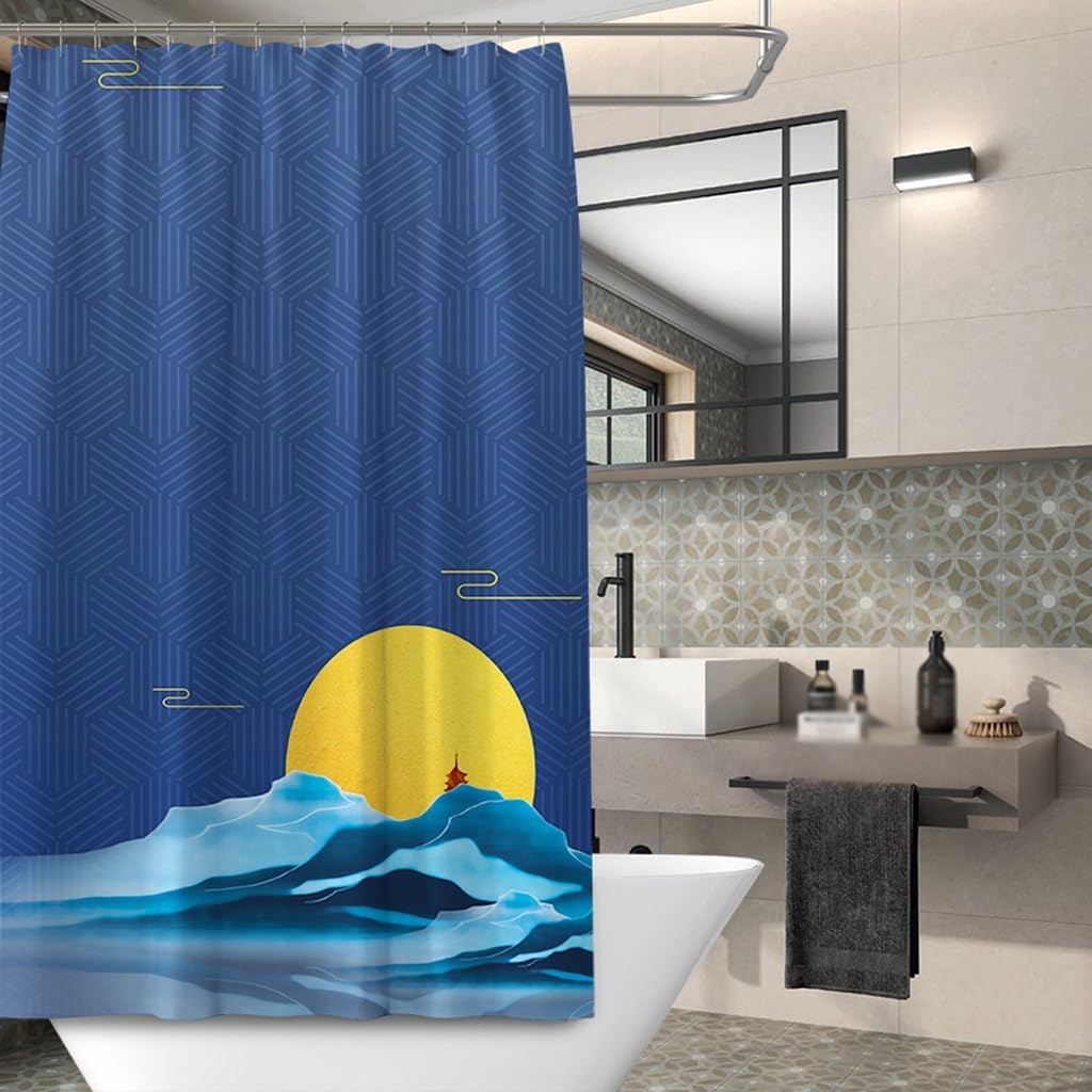Shower Liner Shower Curtain Curtain Shower Liner Creative Scenery Digital Printing Shower Curtain Polyester Waterproof Shower Curtain Suitable for Bathroom (Color : W150xH180cm) (W120xh180cm )