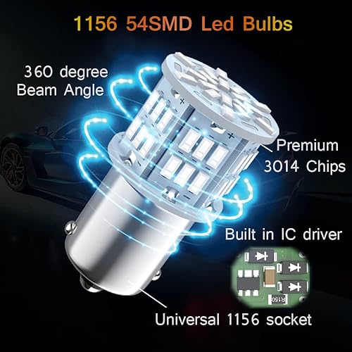 Miniatura 4 de Melphan-Auto 1156 Bombilla de luz de reversa LED 1141 1003 7506 BA15S bombillas de 12 V-24 V 54SMD utilizadas para luces de reversa de respaldo de