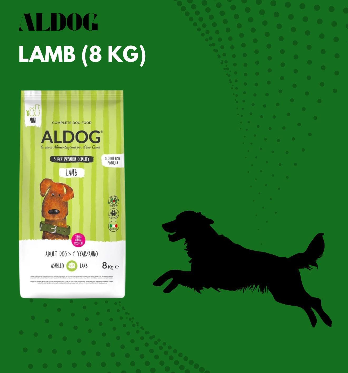 Aldog Perro Adult Cordero 8 kg, alimento seco completo para perros adultos de pequeña talla, monoproteico.
