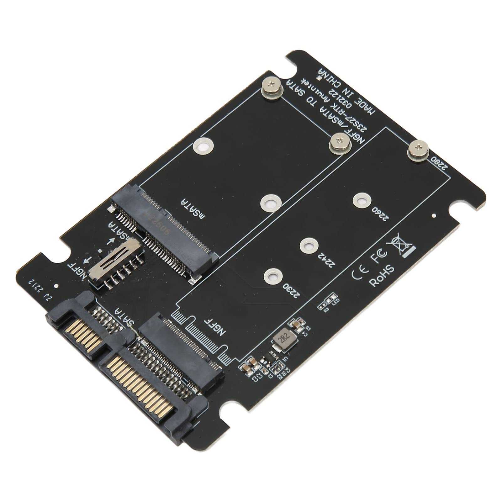 Bewinner 2 Ports M.2 NGFF or MSATA to SSD Adapter Card for MSATA 26.8mm/50.95mm SSD and 2230/2242/2260/2280mm M.2 NGFF SATAIII Protocol SSD
