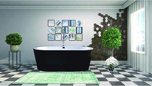 Miniatura 7 de Vanity Art Bañera de acrílico independiente moderna con cromo pulido certificado UPC redondo desbordamiento y drenaje emergente (68 x 32 pulgadas,