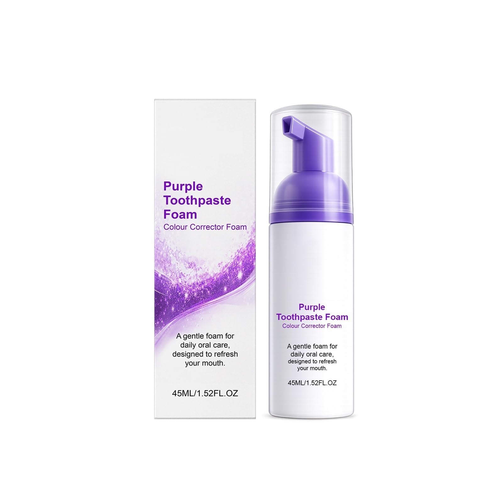 Mousse limpiadora de dientes morados de 45 ml | Mejora eficazmente el esmalte dental amarillento, cuidado bucal portátil for viajes(3pcs)