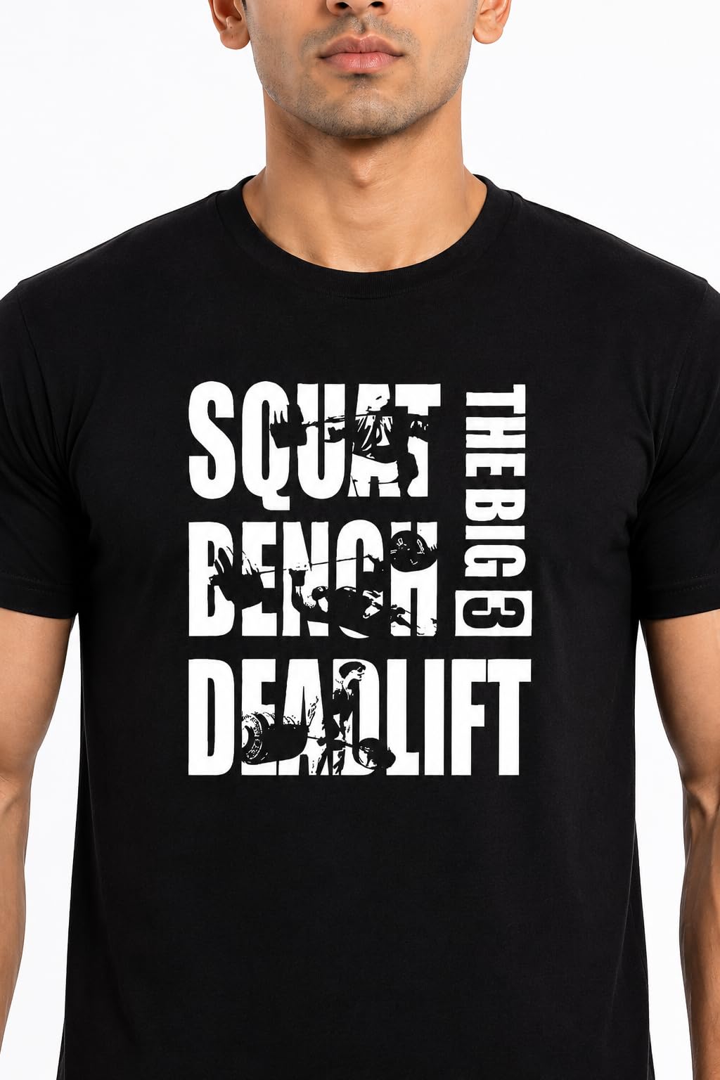 The Big 3 Squat Bench Deadlift Graphic Printed Black T-Shirt for Men | Powerlifting Gym Workout Fitness Motivation Tee-image-23