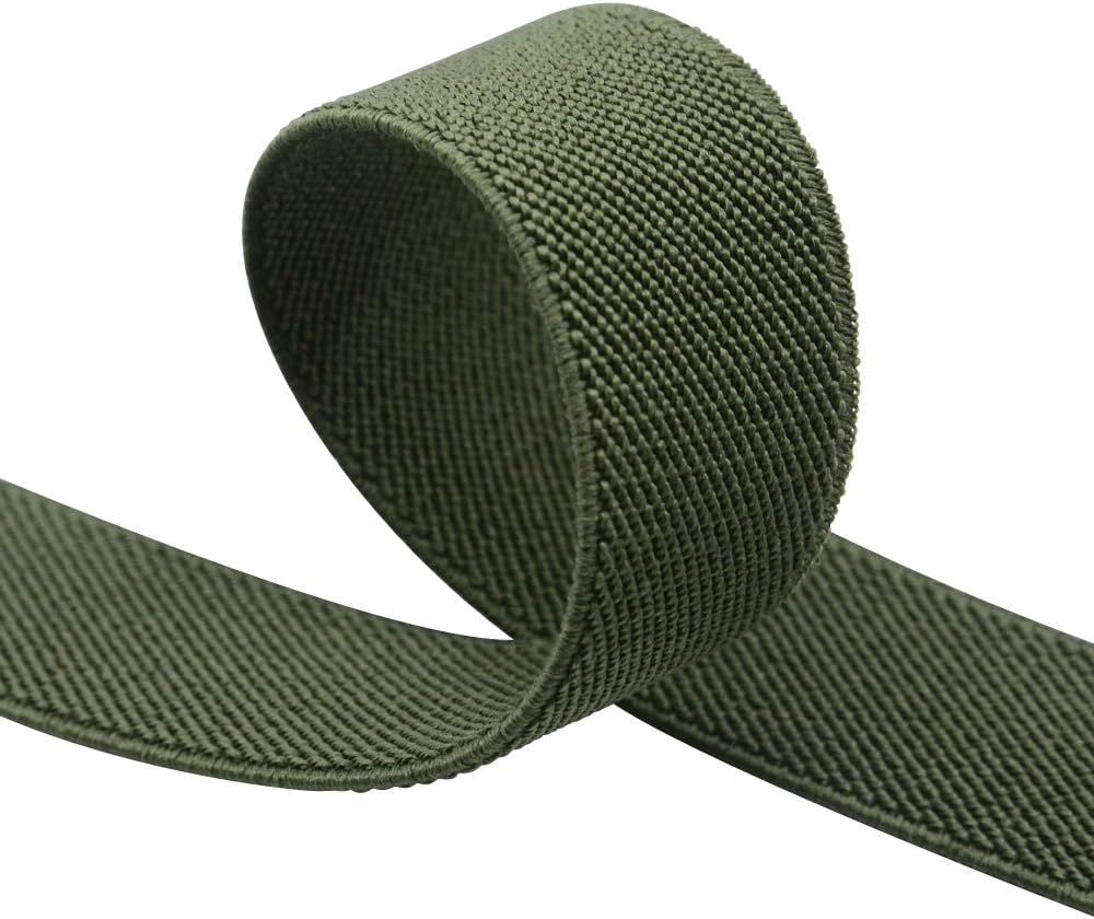 Strapcrafts 1-Inch by 5-Yard Army Green Colored Double-Side Twill Non-Roll Wowen Elastic 72260