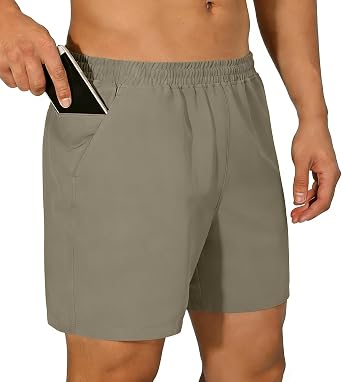 Mens Athletic Shorts 5/7 / 9" Quick Dry for Tennis Running Sports | Linerless Design Lessens Skin Friction And Boosts Breathable Wear, Zipper Pocket Secures Valuables, Moisture Wicking Fabric