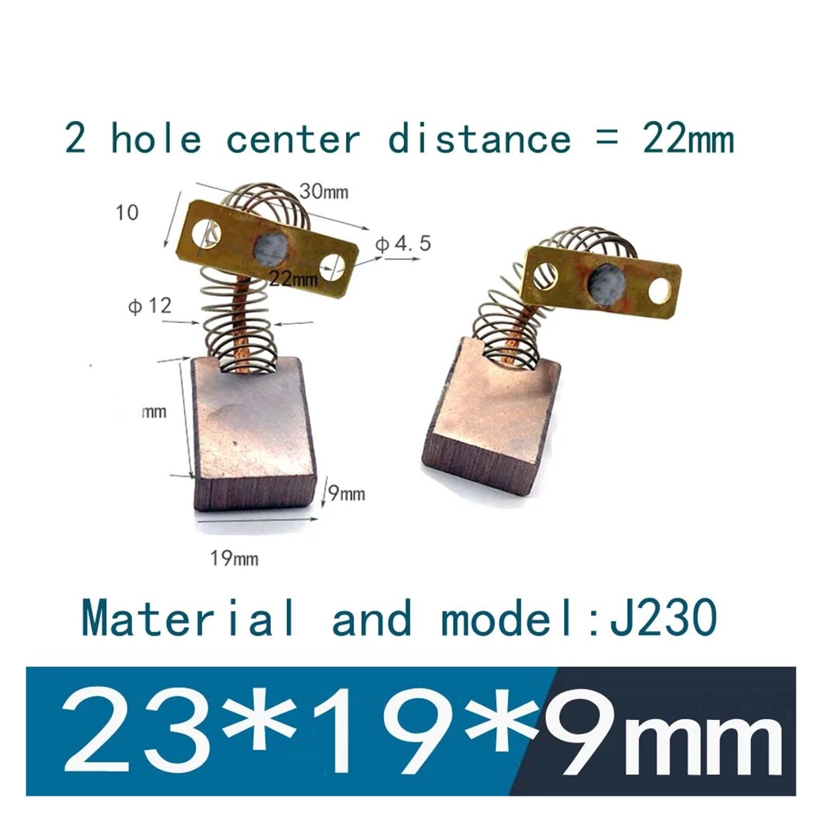 20 sztuk 23 * 19 x 9 mm J230 szczotki węglowe do silnika wiosenne szczotki elektryczne